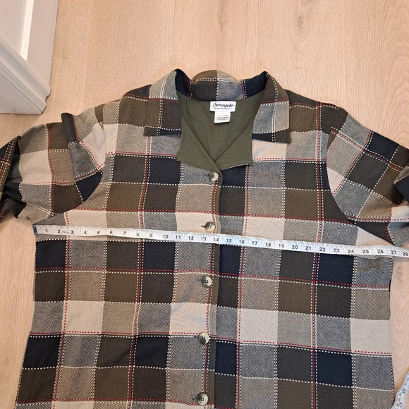 Serengeti Cream Brown Patchwork Plaid Button Up Fall Cotton Blazer Jacket Sz 2X - Picture 4 of 7